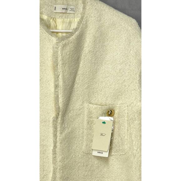 MANGO Pocket Tweed Jacket Sz L Ivory NWT - Picture 10 of 16